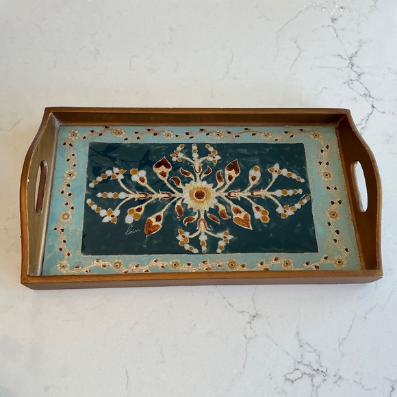 Vintage reverse painted glass small tray - Picture 2 of 3